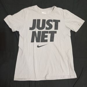 THE NIKE TEE JUST NET BASKETBALL JUST DO IT SWOOSH T SHIRT Mens S small Gray